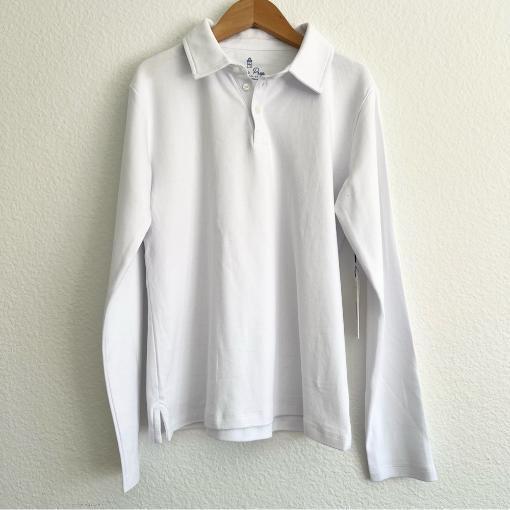 Classic Prep White Long-Sleeve Polo Top for Kids